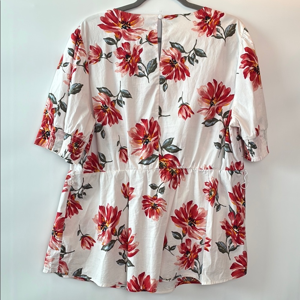 Lane Bryant Floral V-Neck Blouse Terracotta Print - Picture 8 of 9